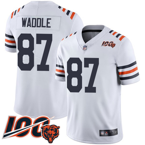 Chicago Bears Limited White Men Tom Waddle Jersey NFL Football #87 100th Season->youth nfl jersey->Youth Jersey